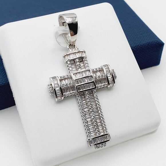 "925 Sterling Silver Plated CZ Pendant, EVBRS607 - Picture 4 of 11